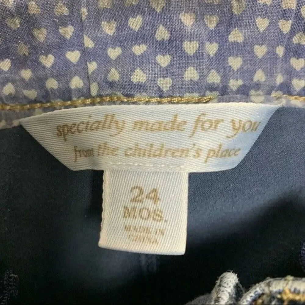 GIrls Jean Skirt Children's Place Glitter Shimmer Denim Bows & Gem Detail